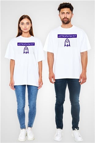 Astrofizikçi Beyaz Oversize Tişört Oversize T-shirt - TişörtFabrikası