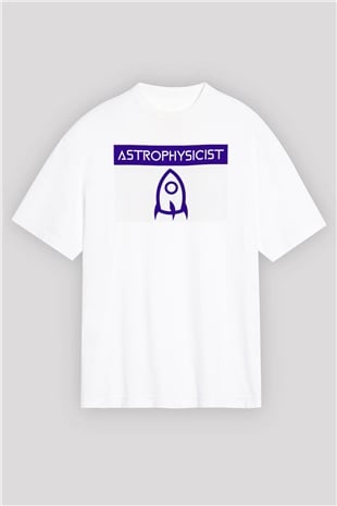 Astrofizikçi Beyaz Oversize Tişört Oversize T-shirt - TişörtFabrikası