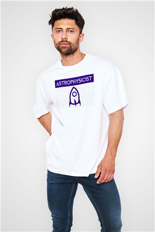 Astrofizikçi Beyaz Oversize Tişört Oversize T-shirt - TişörtFabrikası
