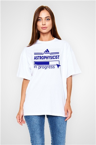 Astrofizikçi Beyaz Oversize Tişört Oversize T-shirt - TişörtFabrikası