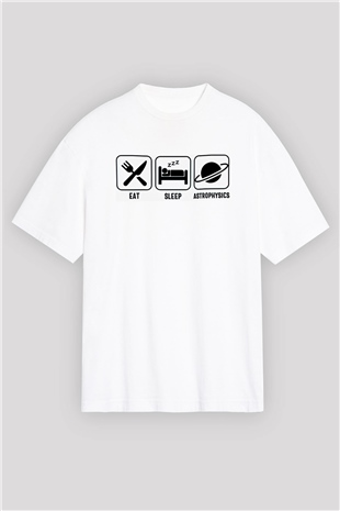 Astrofizikçi Beyaz Oversize Tişört Oversize T-shirt - TişörtFabrikası