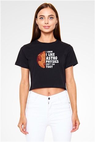 Astrofizikçi Siyah  Crop Top Tişört