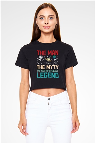Astrofizikçi Siyah  Crop Top Tişört