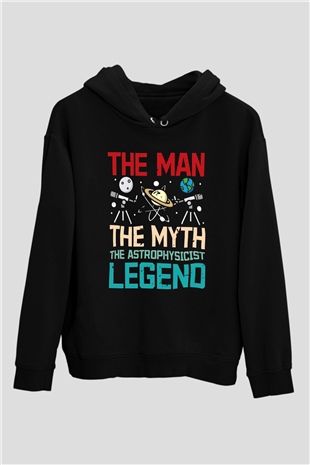 Astrofizikçi Siyah Unisex Kapüşonlu Sweatshirt