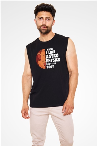 Astrofizikçi Siyah Unisex Kolsuz Tişört