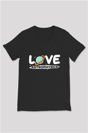 Astrofizikçi Siyah Unisex V Yaka Tişört