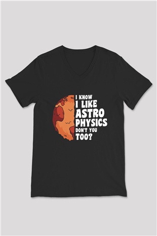 Astrofizikçi Siyah Unisex V Yaka Tişört