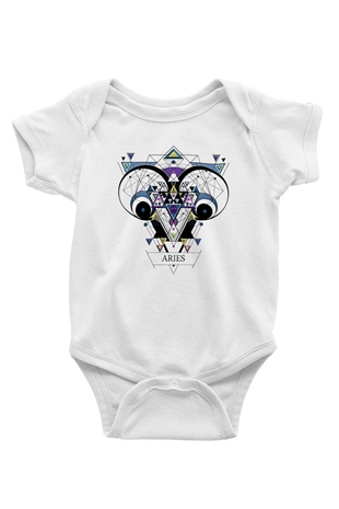 Astrolog Baskılı Beyaz Unisex Bebek Body - Zıbın
