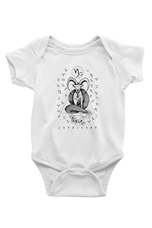 Astrolog Baskılı Beyaz Unisex Bebek Body - Zıbın