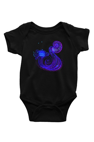 Astrolog Baskılı Siyah Bebek Body - Zıbın