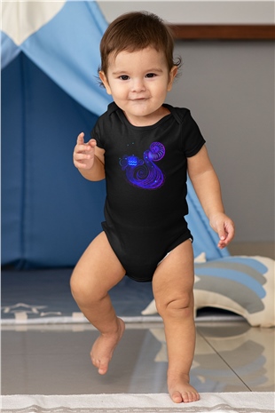Astrolog Baskılı Siyah Bebek Body - Zıbın