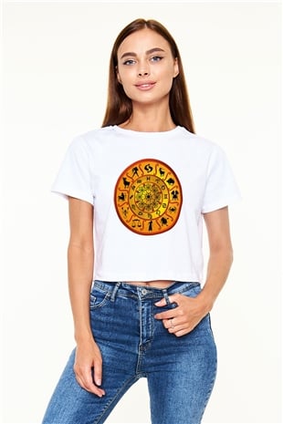 Astrolog Beyaz Croptop Tişört