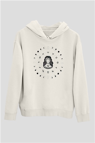 Astrolog Beyaz Unisex Kapüşonlu Sweatshirt