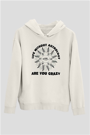 Astrolog Beyaz Unisex Kapüşonlu Sweatshirt