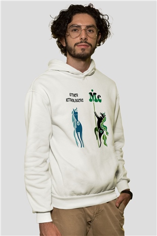 Astrolog Beyaz Unisex Kapüşonlu Sweatshirt