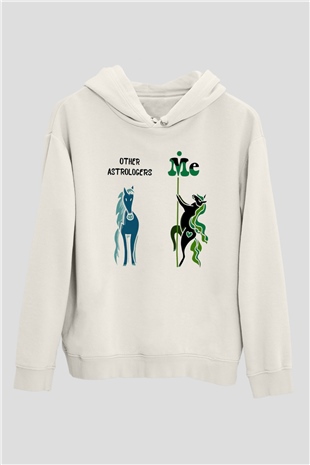 Astrolog Beyaz Unisex Kapüşonlu Sweatshirt