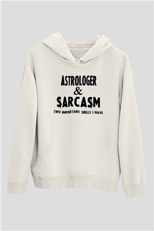 Astrolog Beyaz Unisex Kapüşonlu Sweatshirt