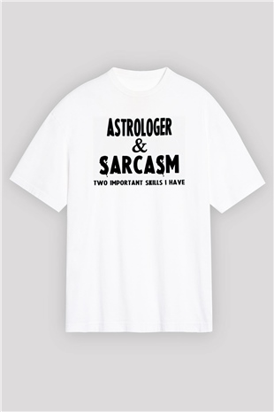 Astrolog Beyaz Oversize Tişört Oversize T-shirt - TişörtFabrikası