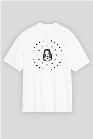 Astrolog Beyaz Oversize Tişört Oversize T-shirt - TişörtFabrikası