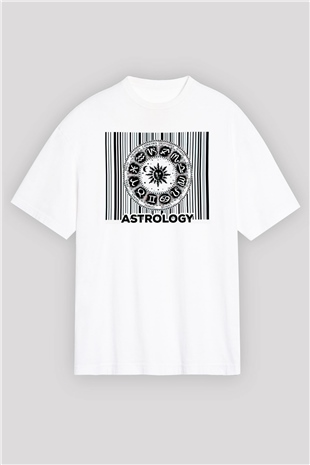 Astrolog Beyaz Oversize Tişört Oversize T-shirt - TişörtFabrikası