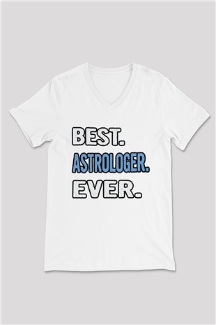 Astrolog Beyaz Unisex V Yaka Tişört