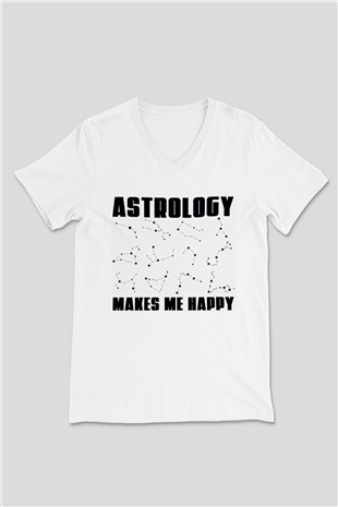 Astrolog Beyaz Unisex V Yaka Tişört