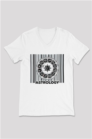 Astrolog Beyaz Unisex V Yaka Tişört