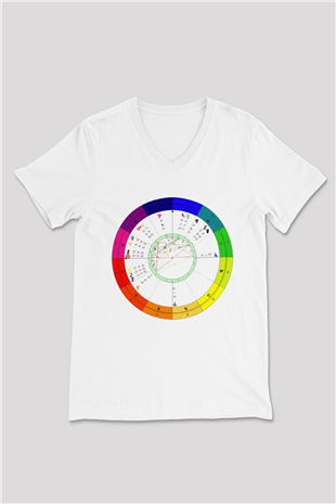Astrolog Beyaz Unisex V Yaka Tişört T-Shirt