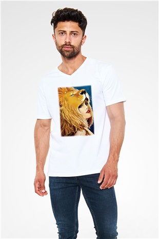 Astrolog Beyaz Unisex V Yaka Tişört T-Shirt
