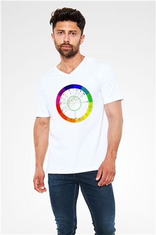 Astrolog Beyaz Unisex V Yaka Tişört T-Shirt