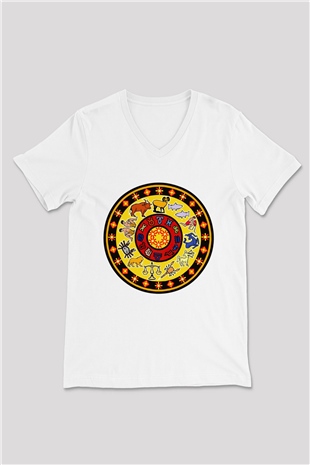 Astrolog Beyaz Unisex V Yaka Tişört T-Shirt