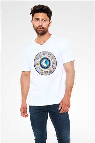 Astrolog Beyaz Unisex V Yaka Tişört T-Shirt
