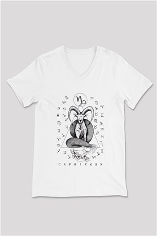 Astrolog Beyaz Unisex V Yaka Tişört T-Shirt