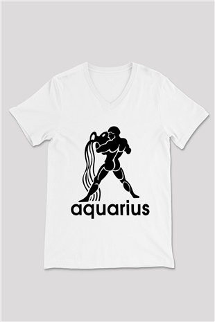 Astrolog Beyaz Unisex V Yaka Tişört T-Shirt