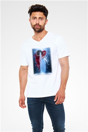 Astrolog Beyaz Unisex V Yaka Tişört T-Shirt