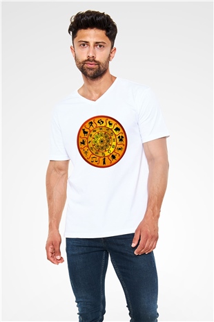 Astrolog Beyaz Unisex V Yaka Tişört T-Shirt