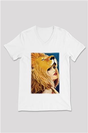 Astrolog Beyaz Unisex V Yaka Tişört T-Shirt