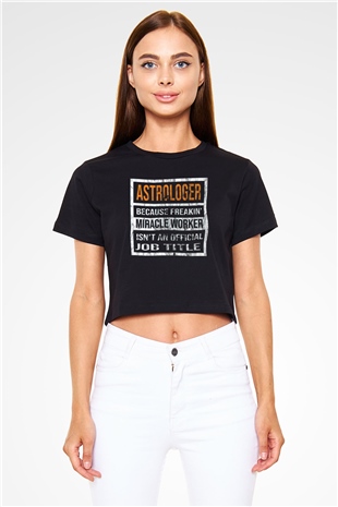 Astrolog Siyah  Crop Top Tişört