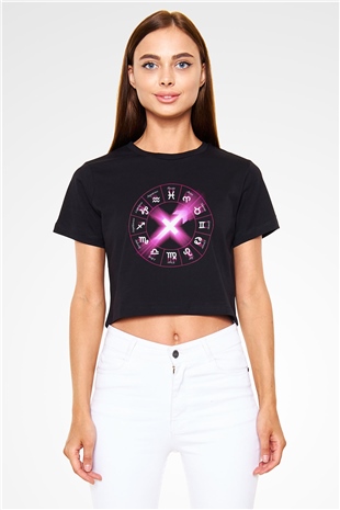Astrolog Siyah Crop Top Tişört