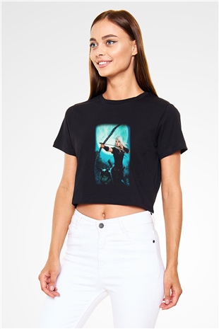 Astrolog Siyah Crop Top Tişört
