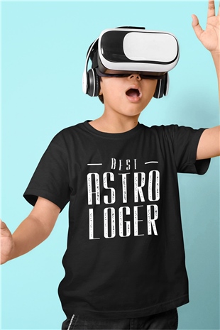 Astrolog Siyah Unisex Çocuk Tişört