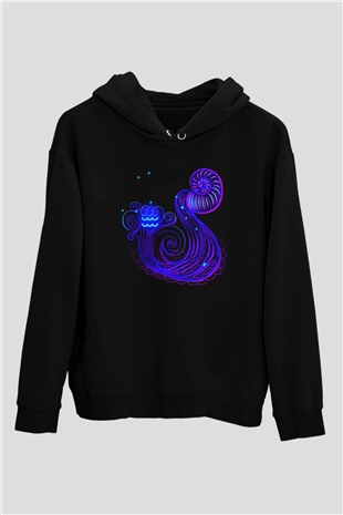 Astrolog Siyah Unisex Kapşonlu Sweatshirt