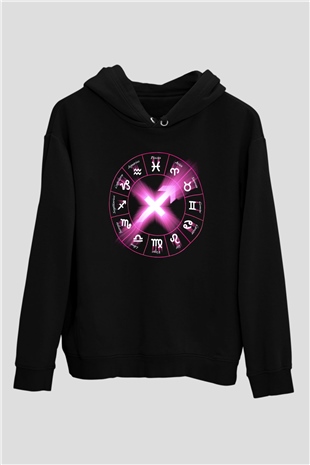 Astrolog Siyah Unisex Kapşonlu Sweatshirt