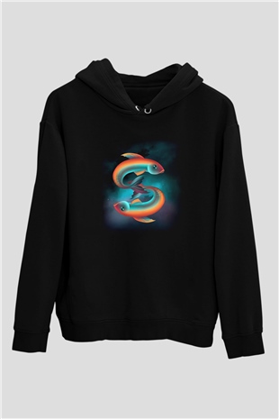 Astrolog Siyah Unisex Kapşonlu Sweatshirt
