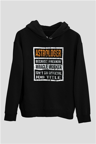 Astrolog Siyah Unisex Kapüşonlu Sweatshirt