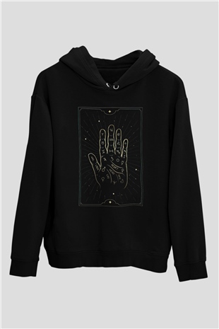 Astrolog Siyah Unisex Kapüşonlu Sweatshirt
