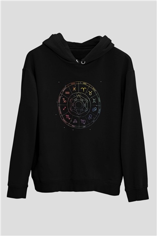 Astrolog Siyah Unisex Kapüşonlu Sweatshirt