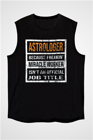 Astrolog Siyah Unisex Kolsuz Tişört