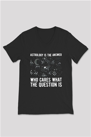 Astrolog Siyah Unisex V Yaka Tişört
