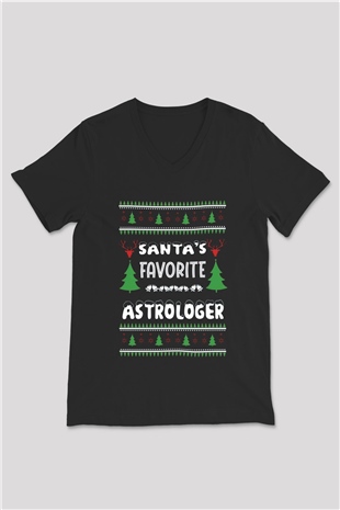 Astrolog Siyah Unisex V Yaka Tişört